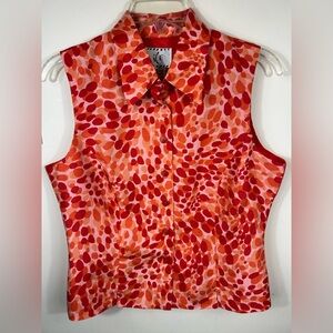 ICE Babydoll Top Women's M Red Pink SILK Westerrn Cottagecore Y2K BOHO Whimsy